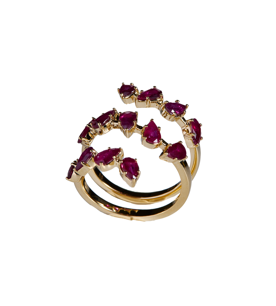 Rubin Blüten Ring